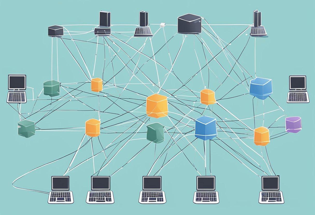 Матрица взаимосвязанных узлов с различными структурами IP-адресов, распределенными по цифровой сети
